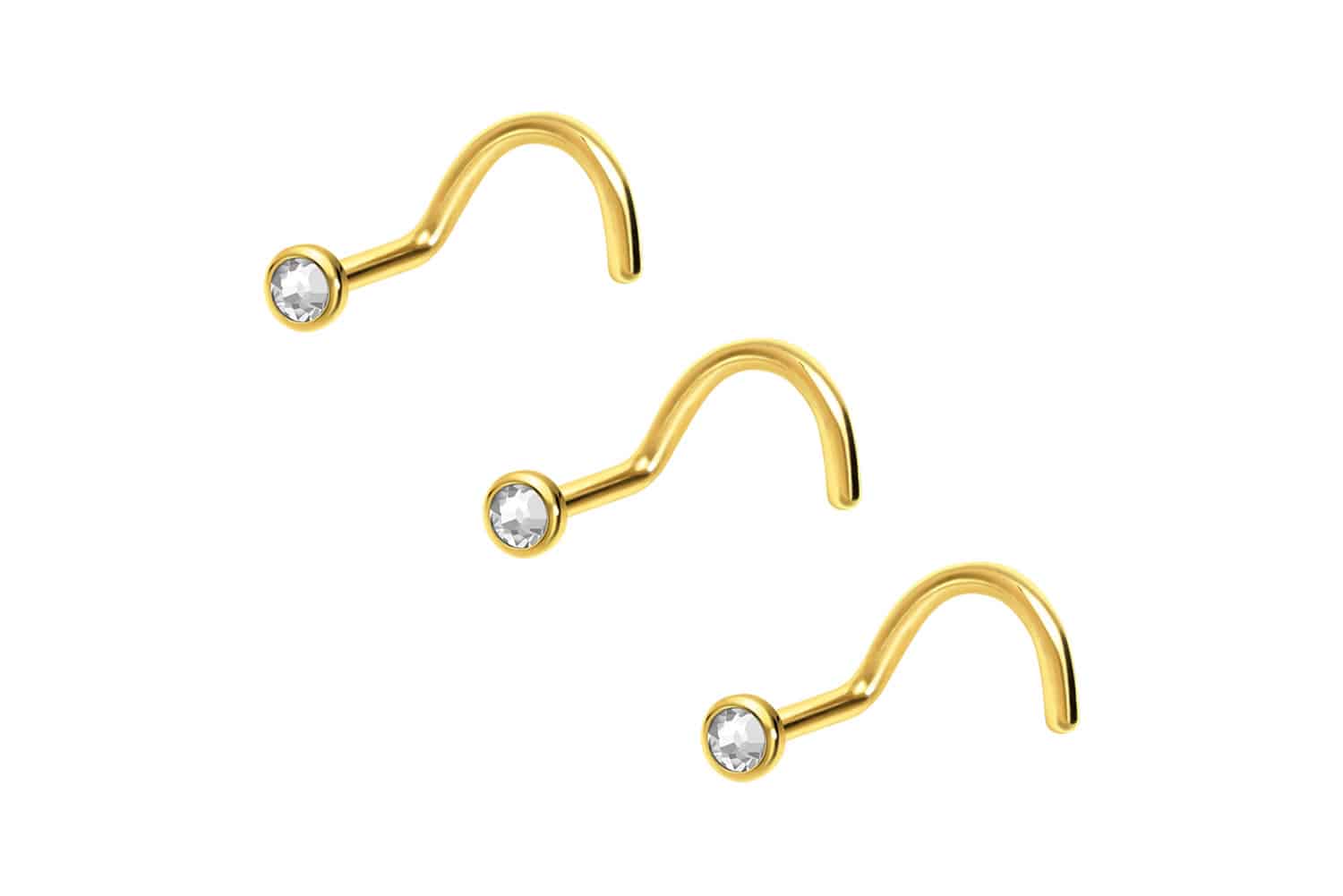 SET Chirurgenstahl Nasenstecker Nasenpiercing Spirale FLACHE KRISTALLDISC